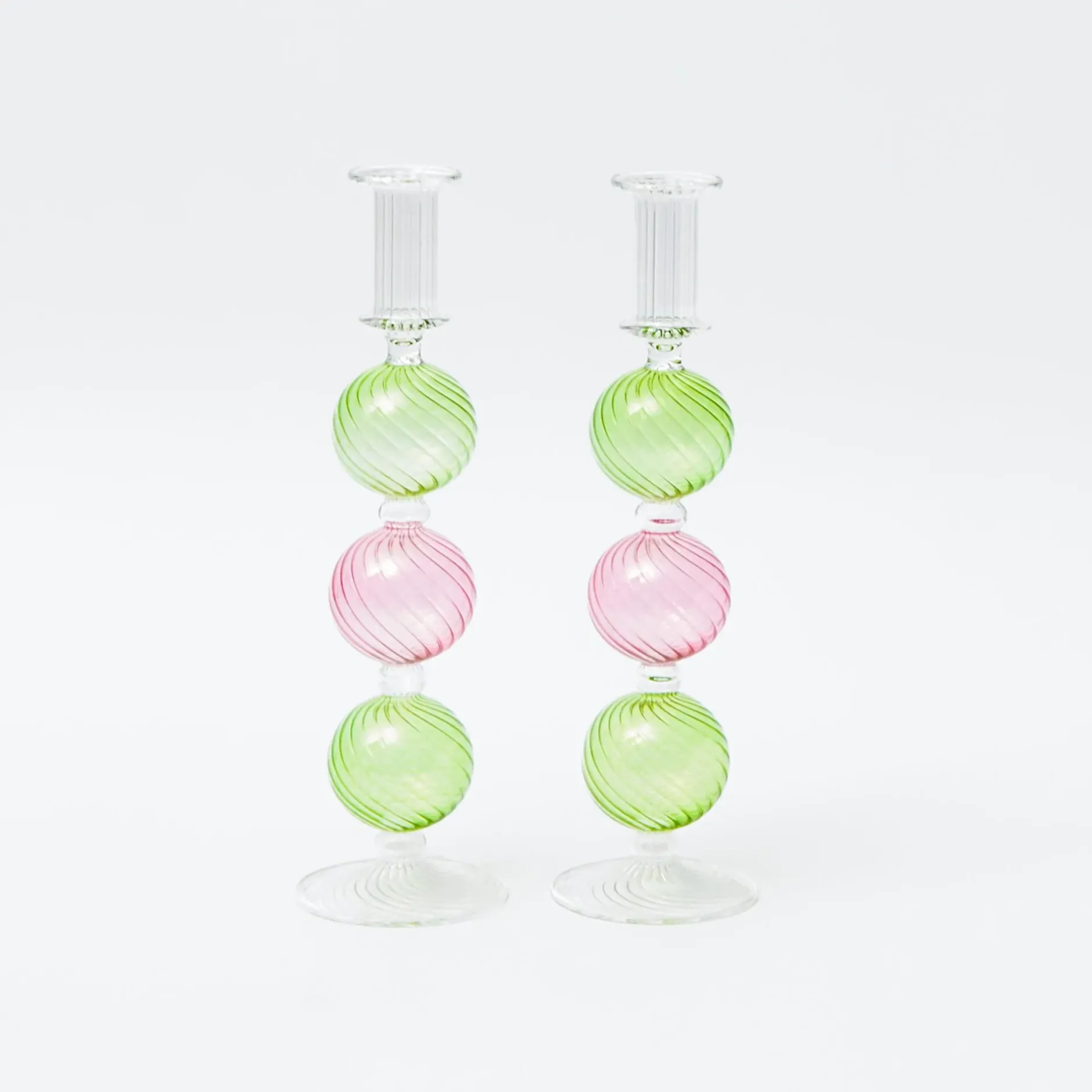 Best Mrs. Alice Pink & Green Camille Candle Holder (Pair)