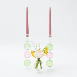 Best Mrs. Alice Pink & Green Camille Candle Holder (Pair)