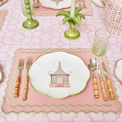Best Mrs. Alice Pink & Green Pagoda Dinner Plate (Set Of 4)