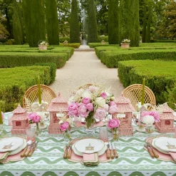 Mrs. Alice Pink & Green Pagoda Dinner & Starter Plates (Set Of 8)