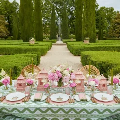 Outlet Mrs. Alice Pink & Green Pagoda Dinner Plate