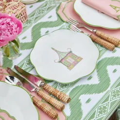 Discount Mrs. Alice Pink & Green Pagoda Dinner & Starter Plates (Set Of 8)