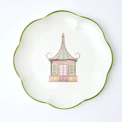 New Mrs. Alice Pink & Green Pagoda Dinner Plate (Set Of 4)