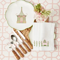 Clearance Mrs. Alice Pink & Green Pagoda Napkins (Set Of 4)