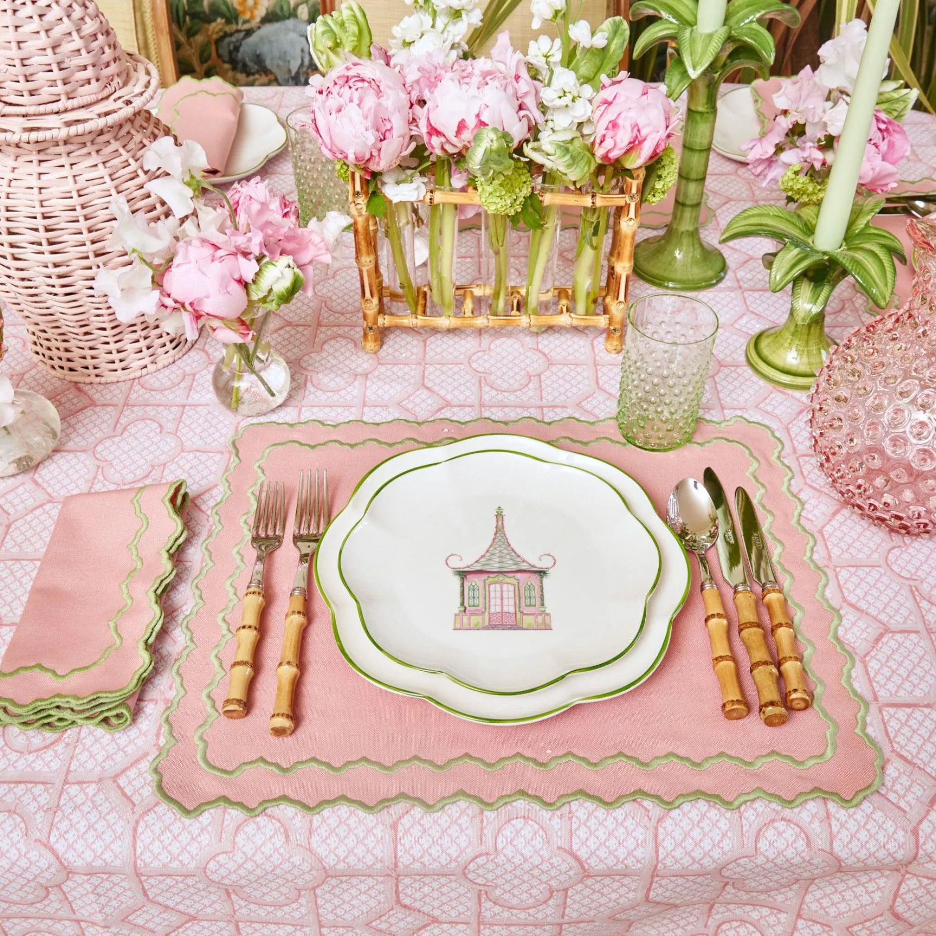 Mrs. Alice Pink & Green Pagoda Starter Plate