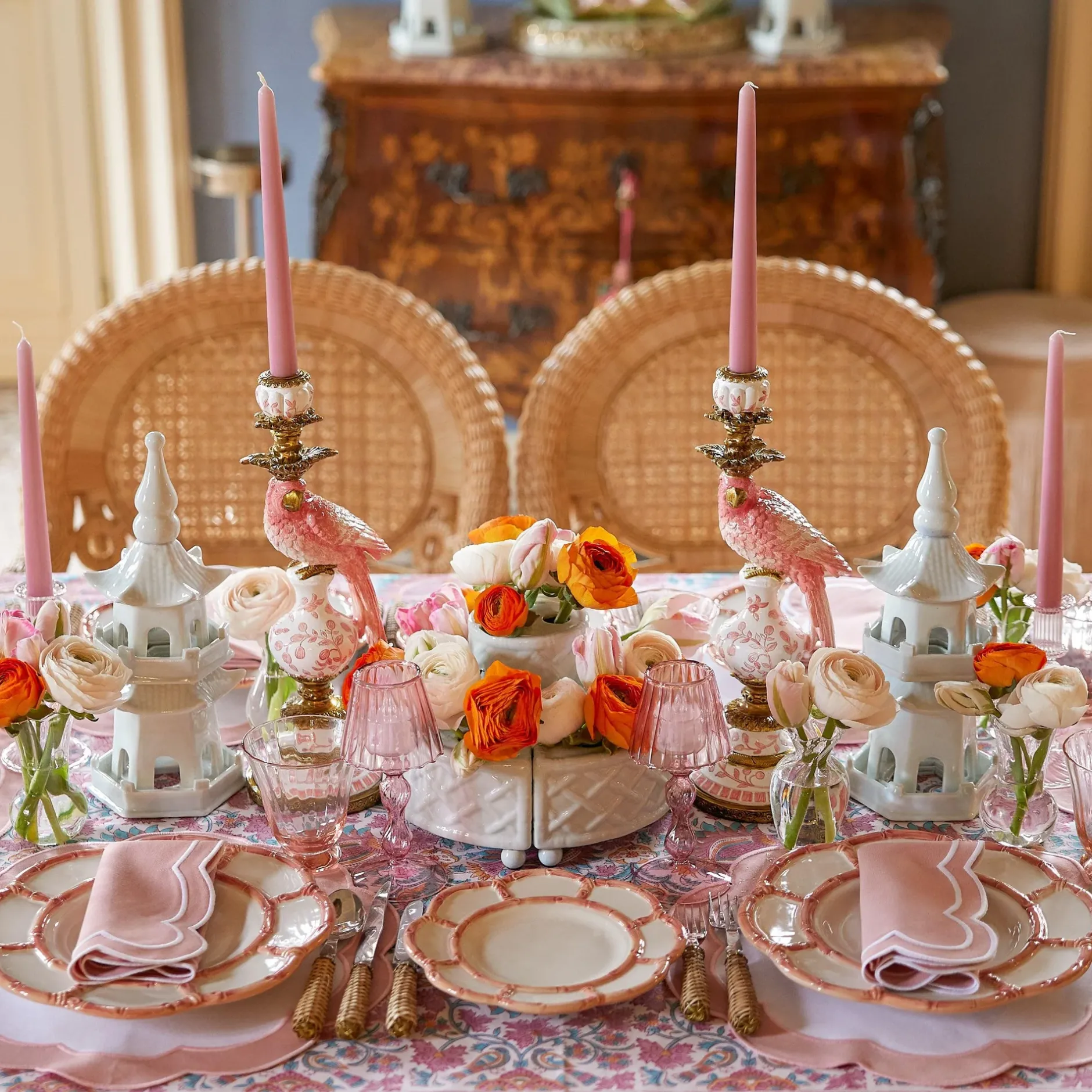 Online Mrs. Alice Pink Applique Placemats & Napkins (Set Of 4)