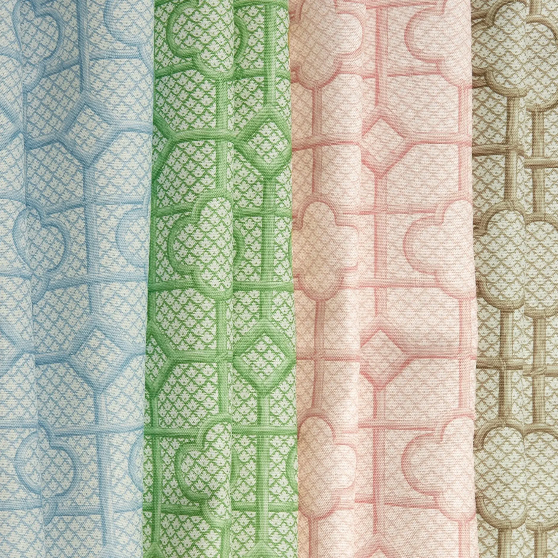 Discount Mrs. Alice Pink Bamboo Trellis Fabric