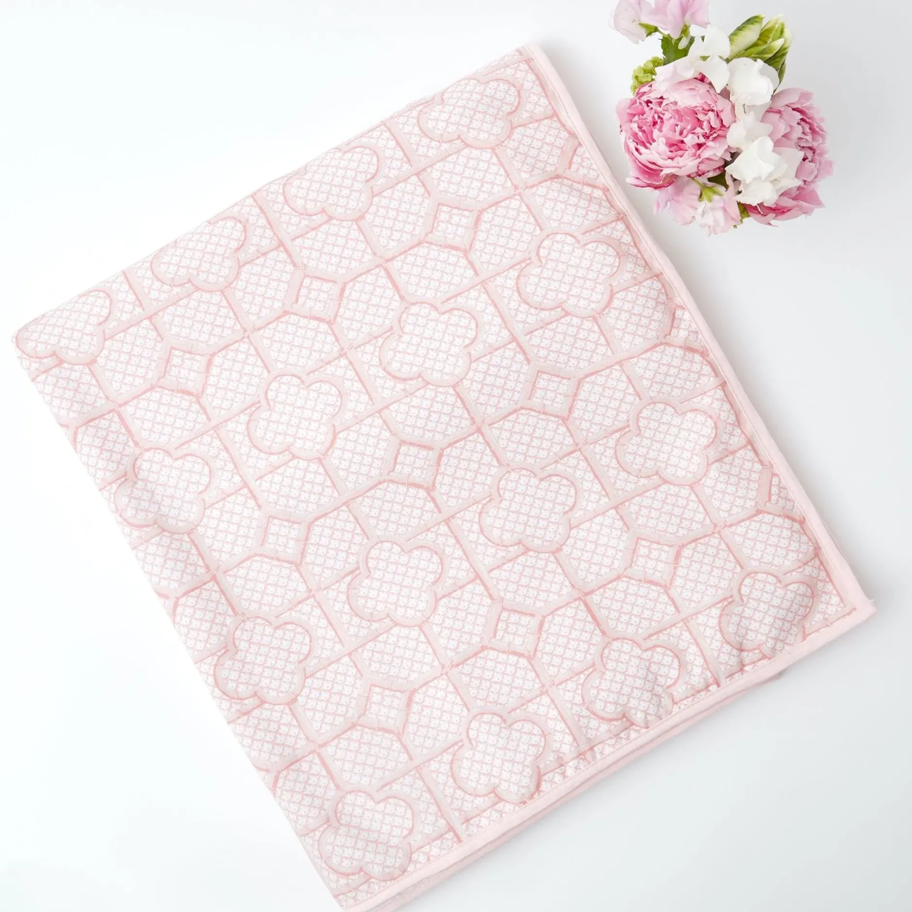 Sale Mrs. Alice Pink Bamboo Trellis Tablecloth