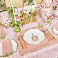 Sale Mrs. Alice Pink Bamboo Trellis Tablecloth