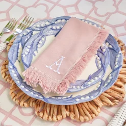 Clearance Mrs. Alice Pink Bamboo, Water Hyacinth & Pink Fringe Linen Set