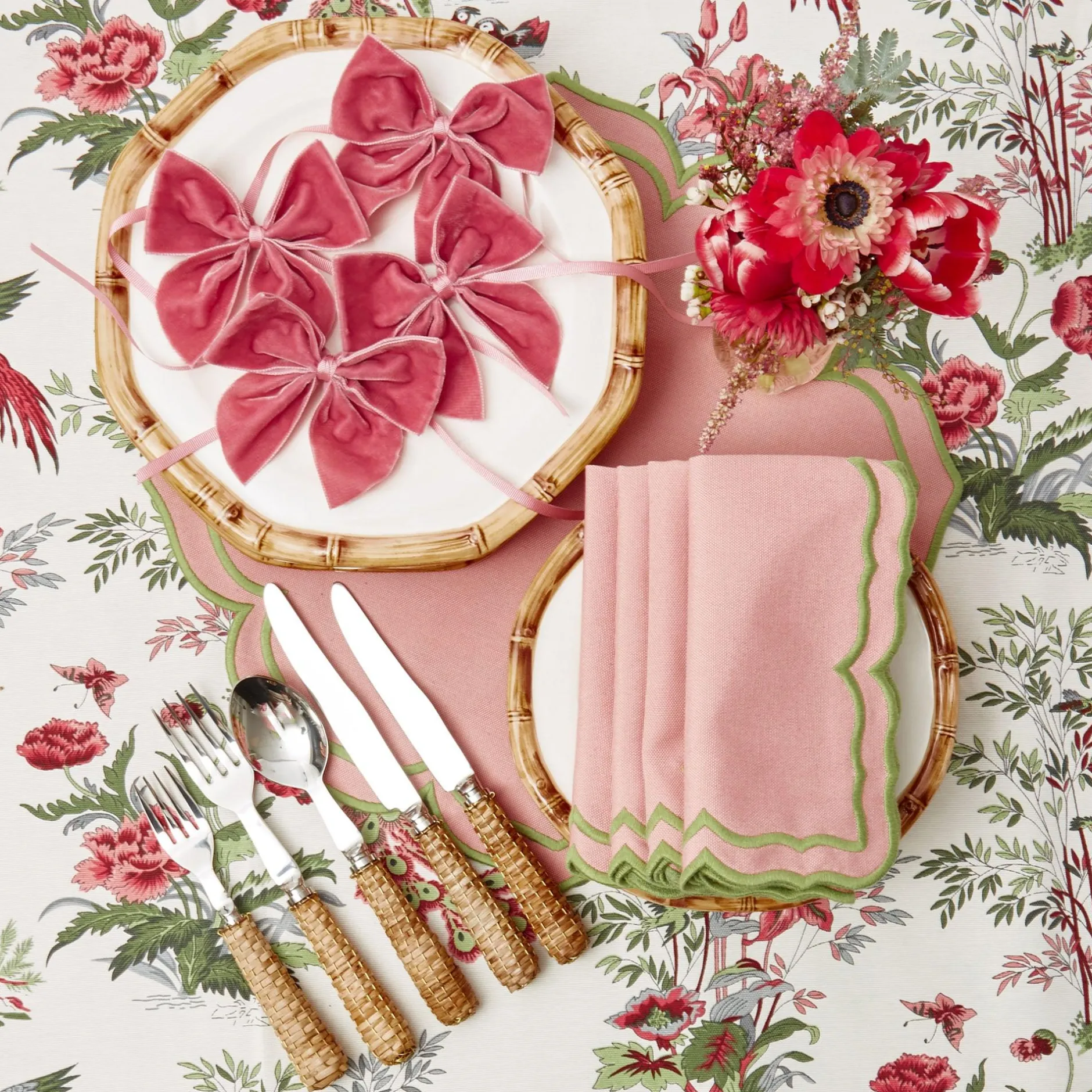 New Mrs. Alice Pink Birdsong Tablecloth