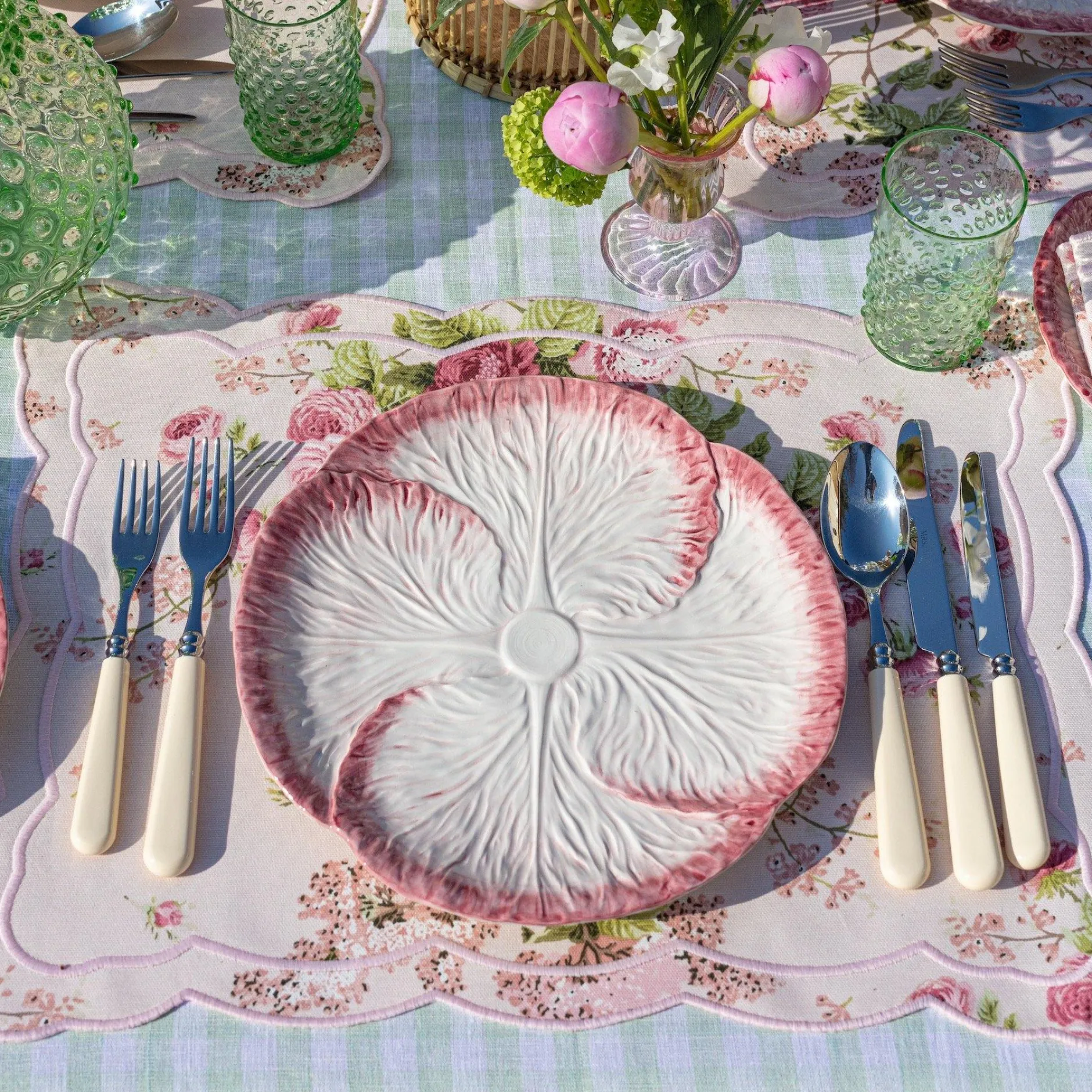 Outlet Mrs. Alice Pink Capri Lettuce Dinner Plate