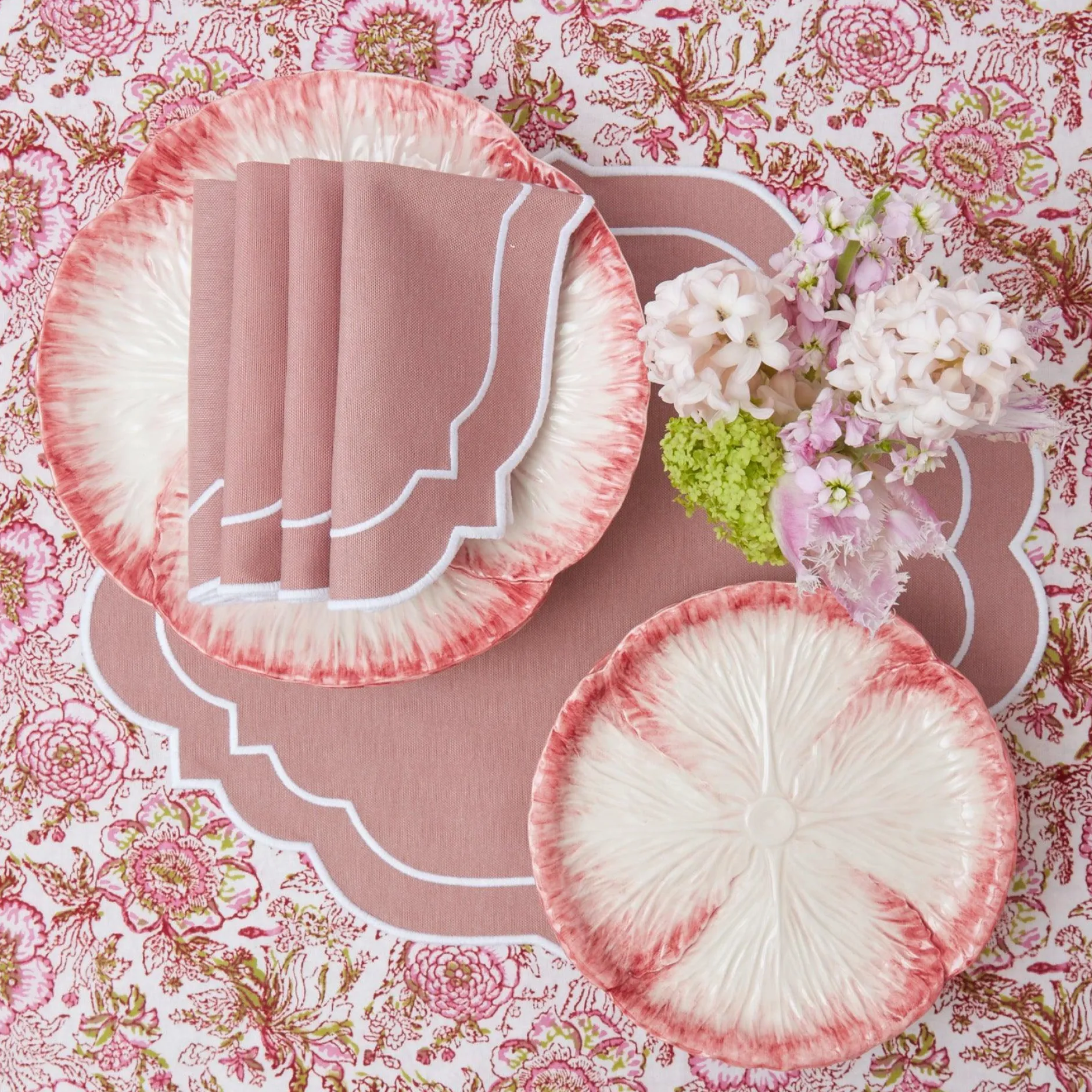 Outlet Mrs. Alice Pink Capri Lettuce Starter Plate (Set Of 4)