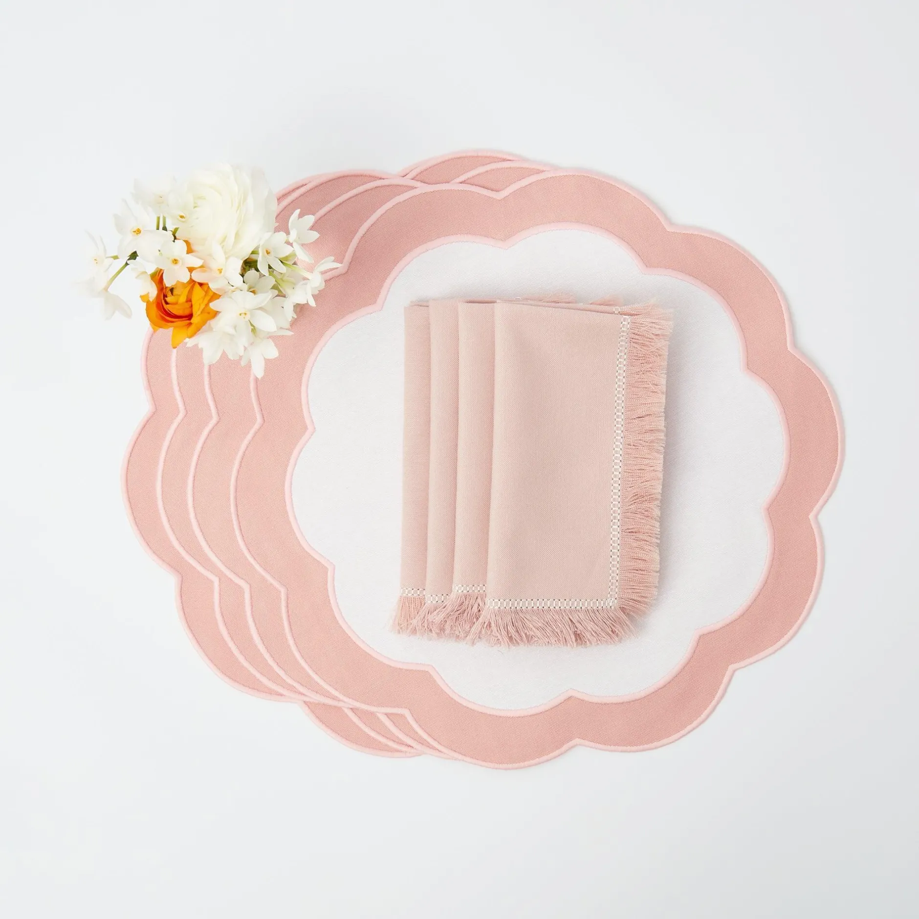 Discount Mrs. Alice Pink Fringe Napkins (Set Of 4)