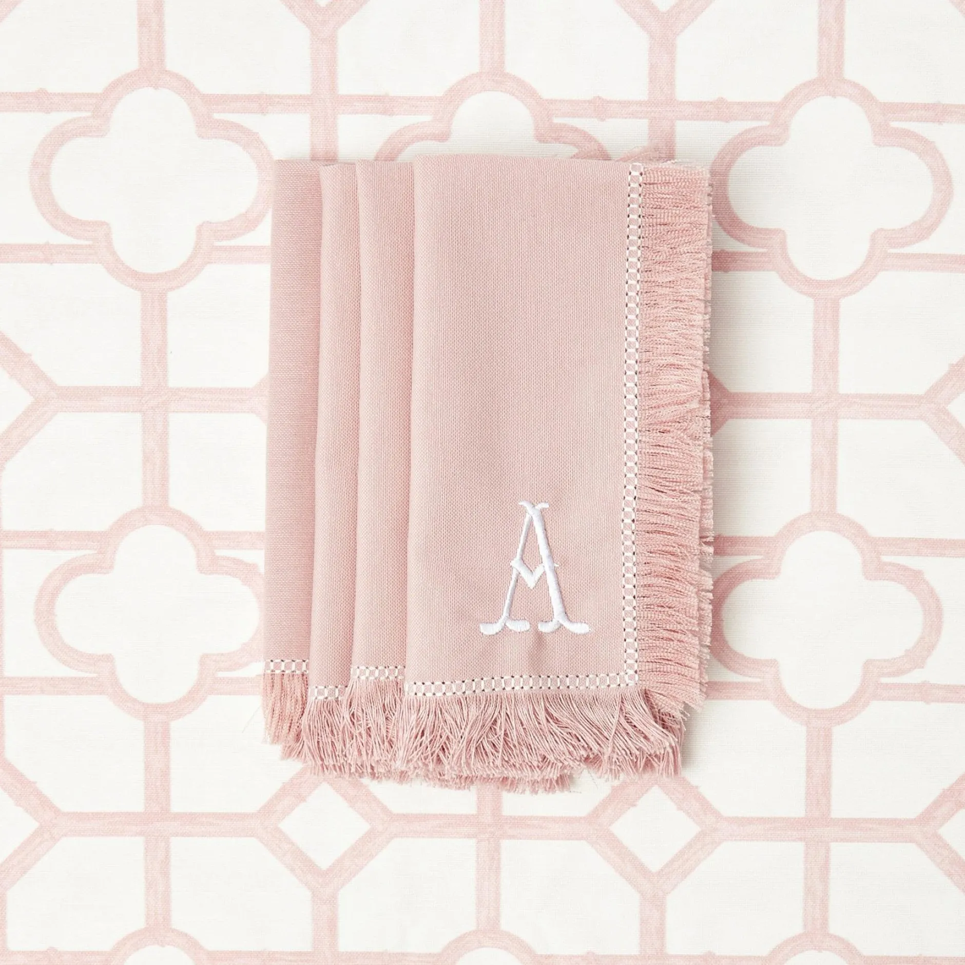 Discount Mrs. Alice Pink Fringe Napkins (Set Of 4)