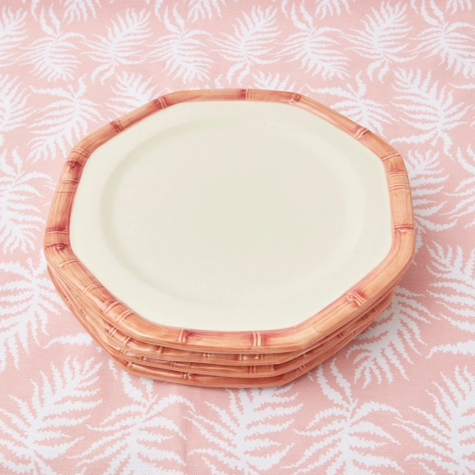 Sale Mrs. Alice Pink Geometric Bamboo Dinner Plate (Set Of 4)