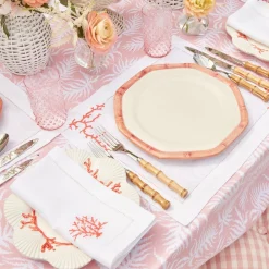 Sale Mrs. Alice Pink Geometric Bamboo Dinner Plate (Set Of 4)