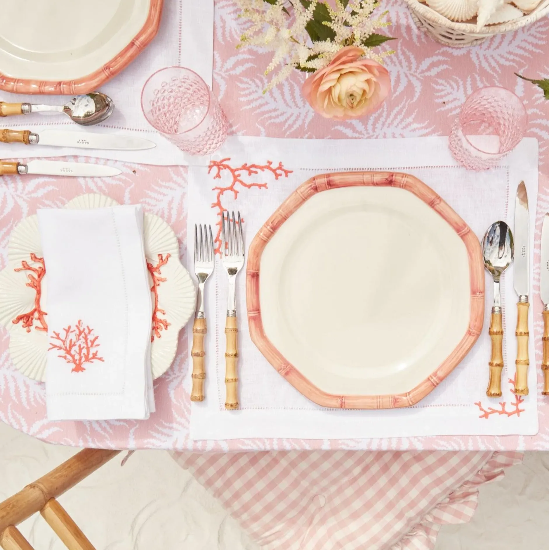 Sale Mrs. Alice Pink Geometric Bamboo Dinner Plate (Set Of 4)