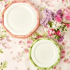 Clearance Mrs. Alice Pink Geometric Bamboo Dinner Plate