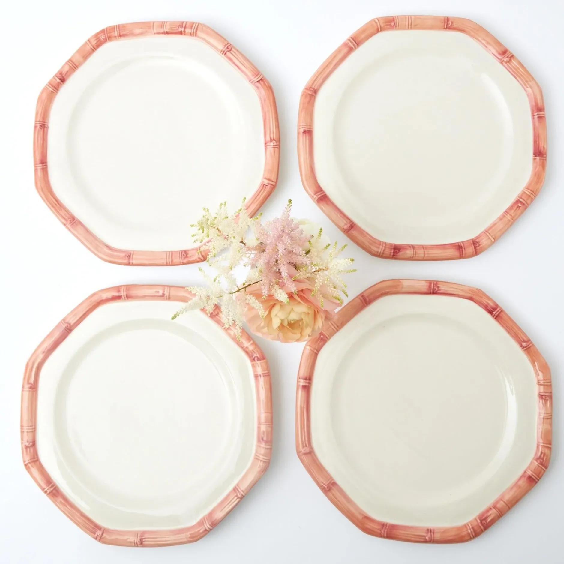 New Mrs. Alice Pink Geometric Bamboo Dinner Plate (Set Of 4)