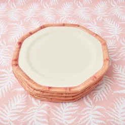 New Mrs. Alice Pink Geometric Bamboo Dinner Plate (Set Of 4)