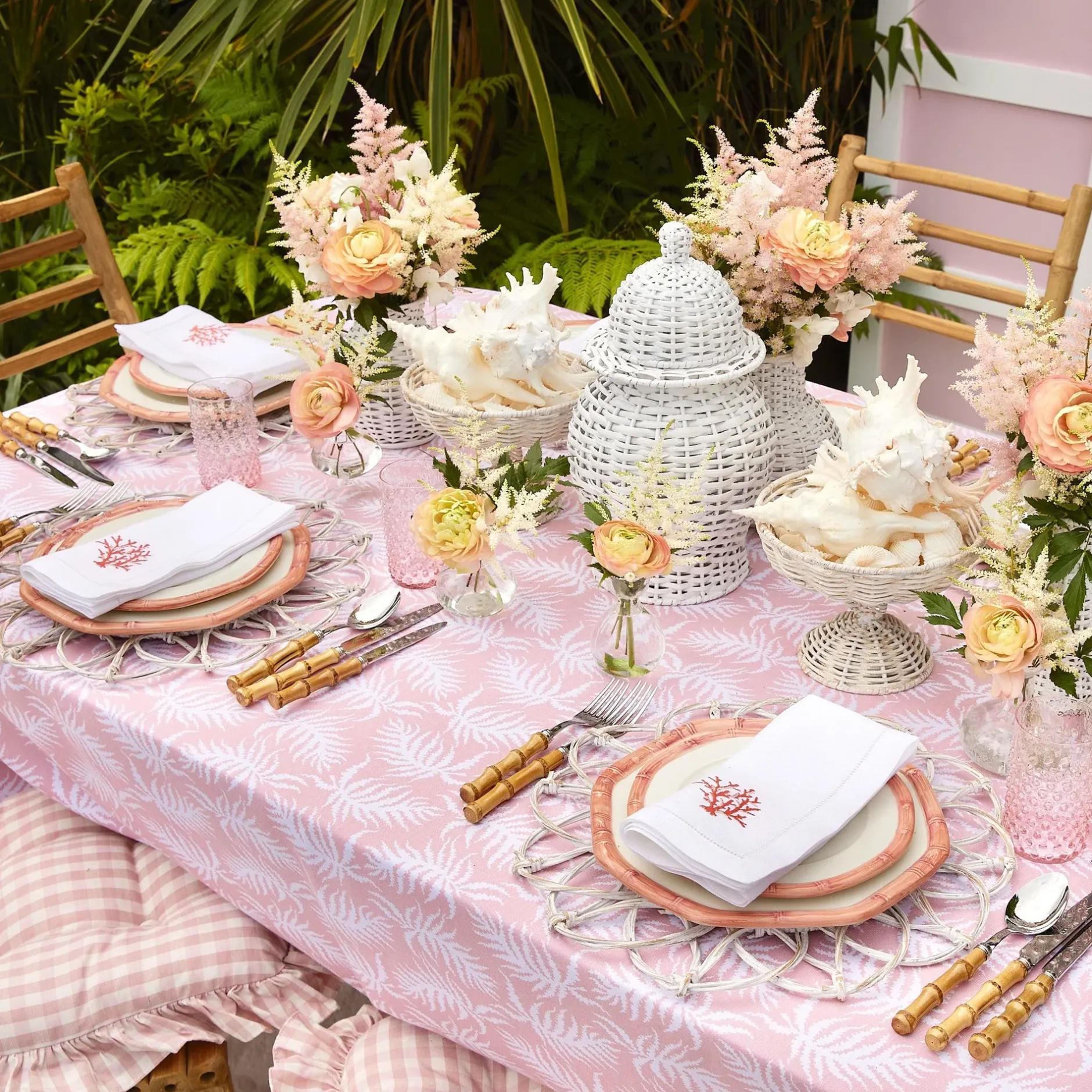 New Mrs. Alice Pink Geometric Bamboo Dinner Plate (Set Of 4)