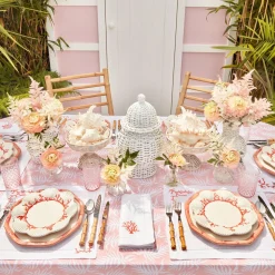 New Mrs. Alice Pink Geometric Bamboo Dinner Plate (Set Of 4)
