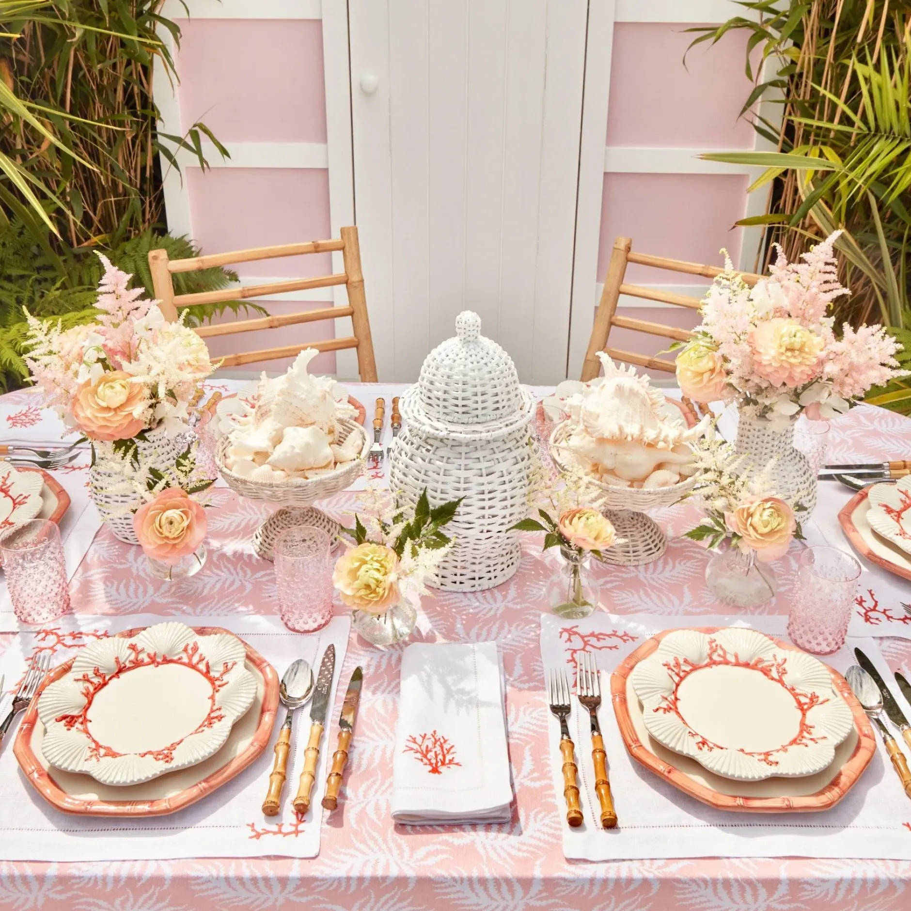 New Mrs. Alice Pink Geometric Bamboo Dinner Plate (Set Of 4)