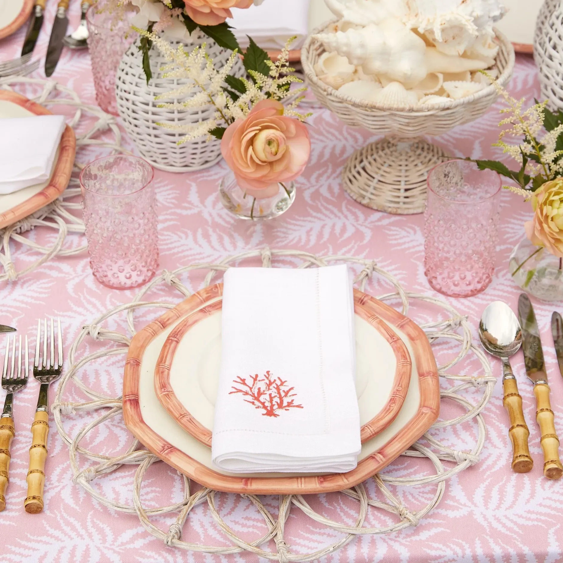 Clearance Mrs. Alice Pink Geometric Bamboo Starter Plate (Set Of 4)