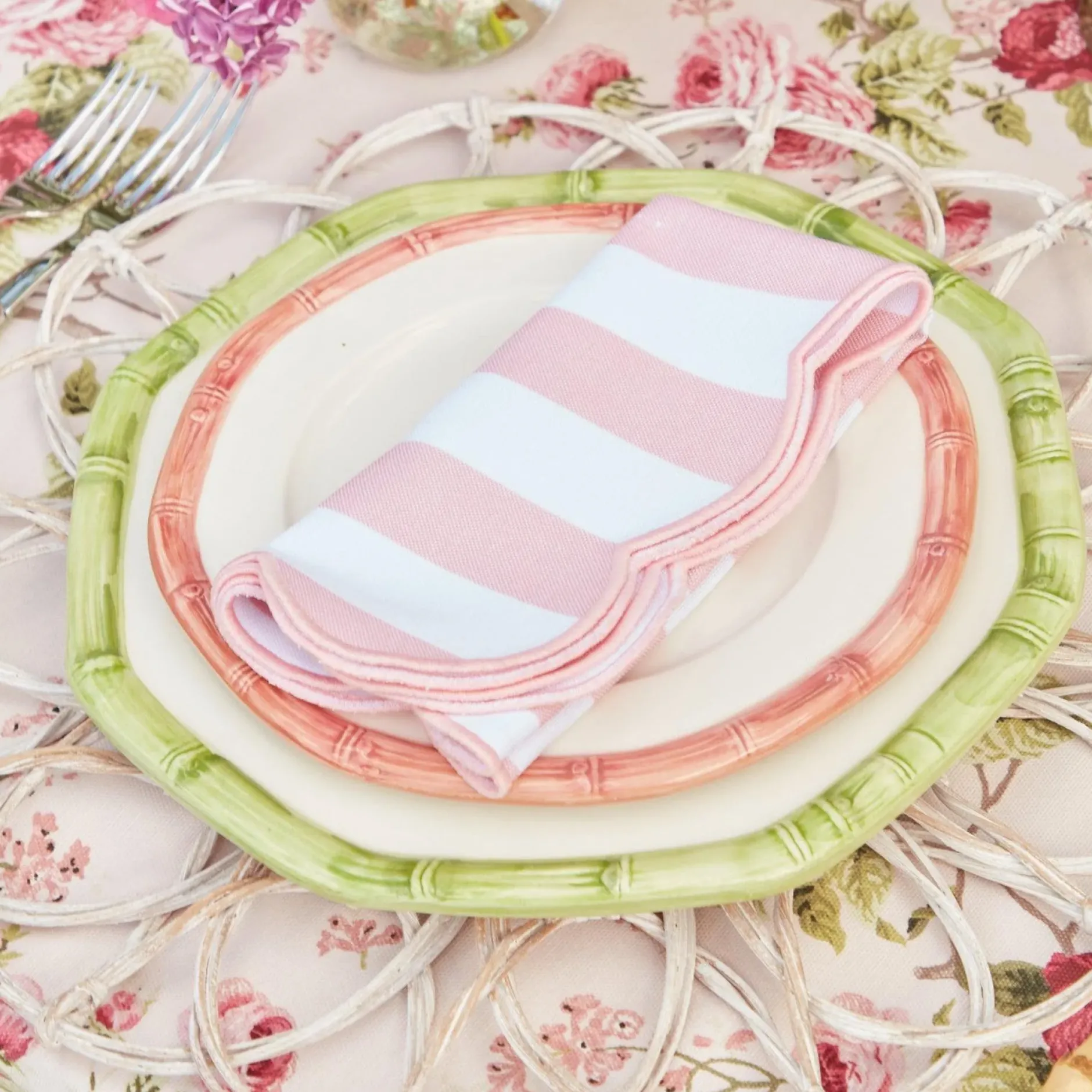 Discount Mrs. Alice Pink Geometric Bamboo Starter Plate (Set Of 4)