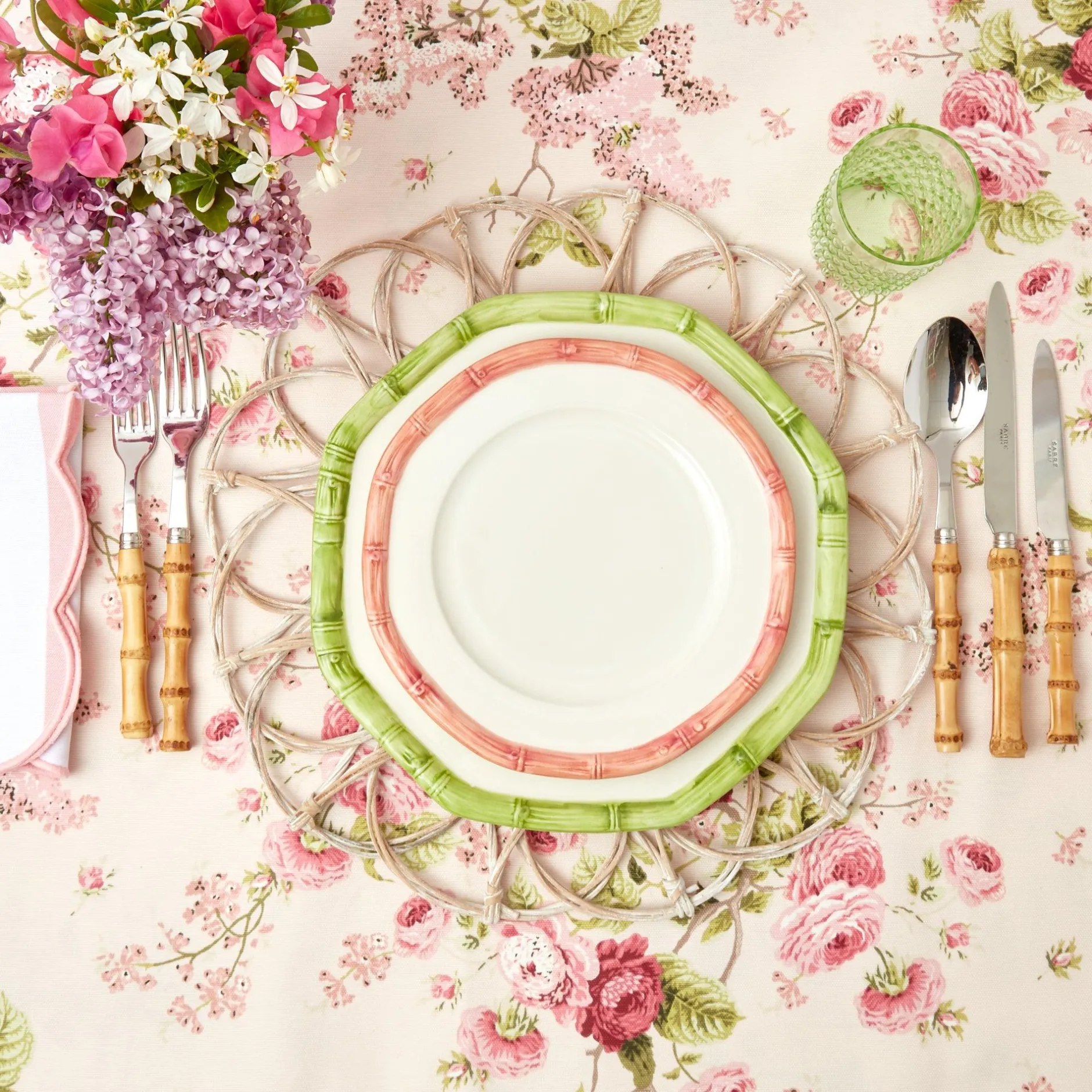 Outlet Mrs. Alice Pink Geometric Bamboo Starter Plate (Set Of 4)