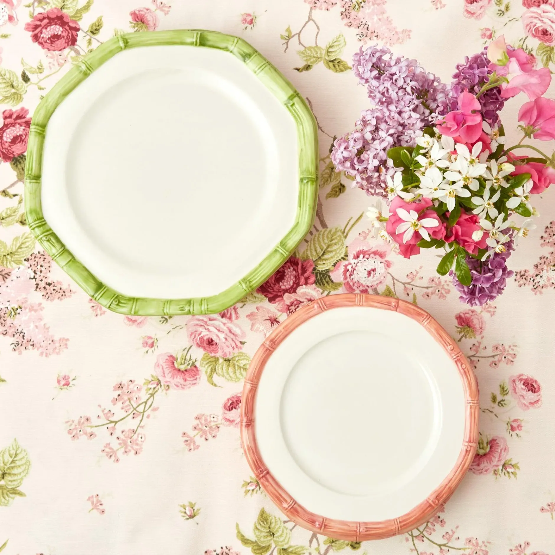 Outlet Mrs. Alice Pink Geometric Bamboo Starter Plate (Set Of 4)