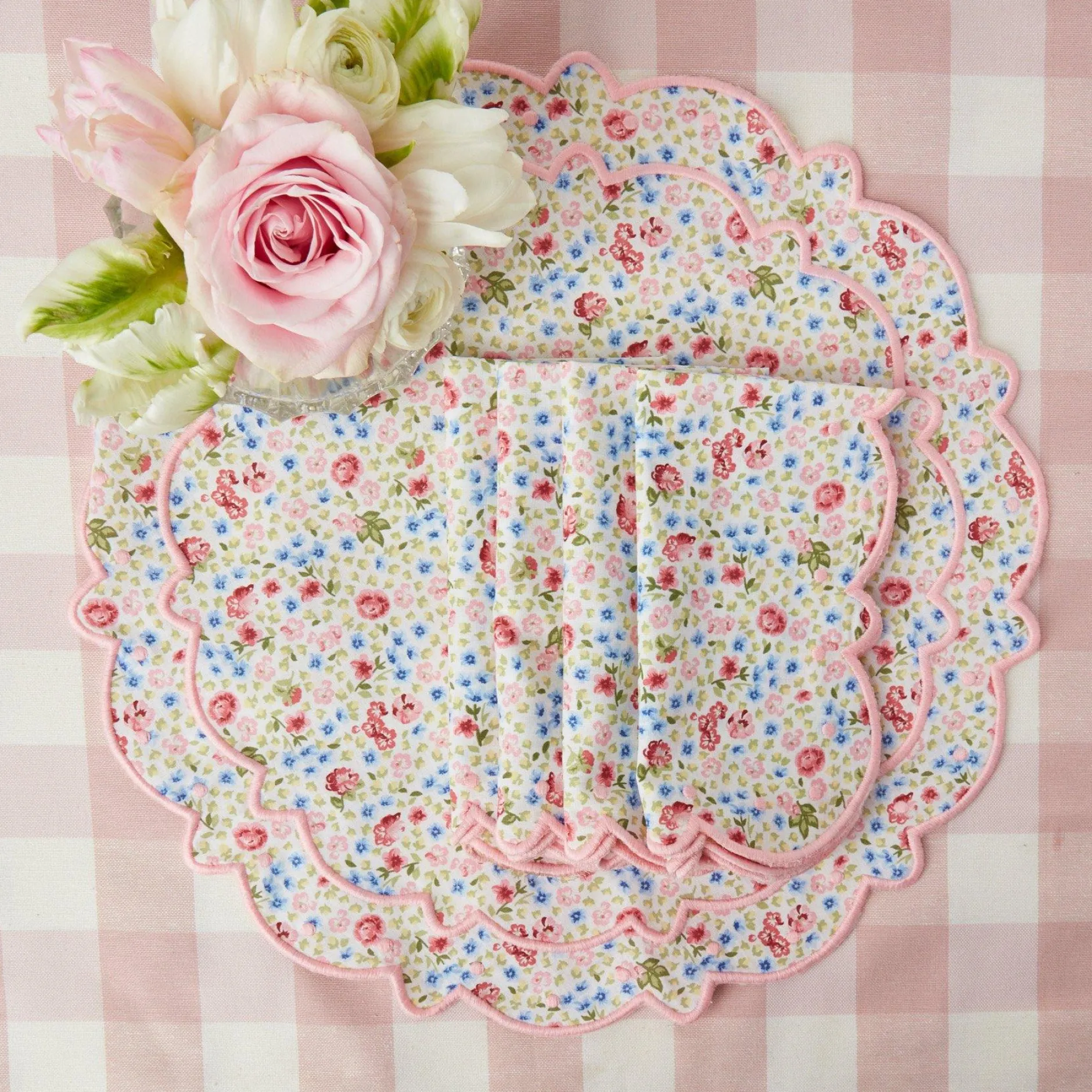 Clearance Mrs. Alice Pink Gingham Tablecloth