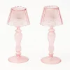 Hot Mrs. Alice Pink Glass Lantern Tea Light Holder (Pair) - 24Cm