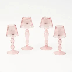 Discount Mrs. Alice Pink Glass Lantern Tea Light Holder Set