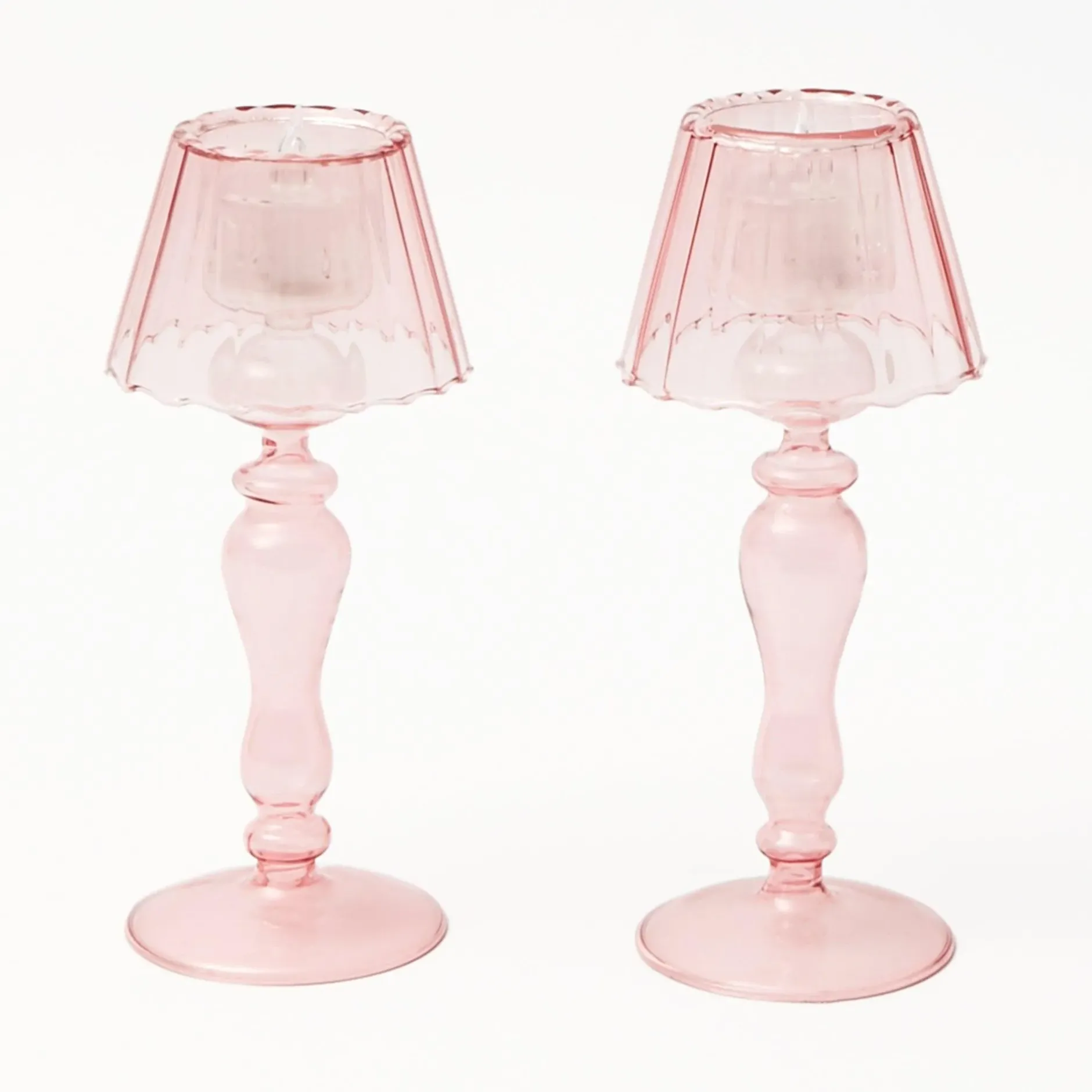 Discount Mrs. Alice Pink Glass Lantern Tea Light Holder Set