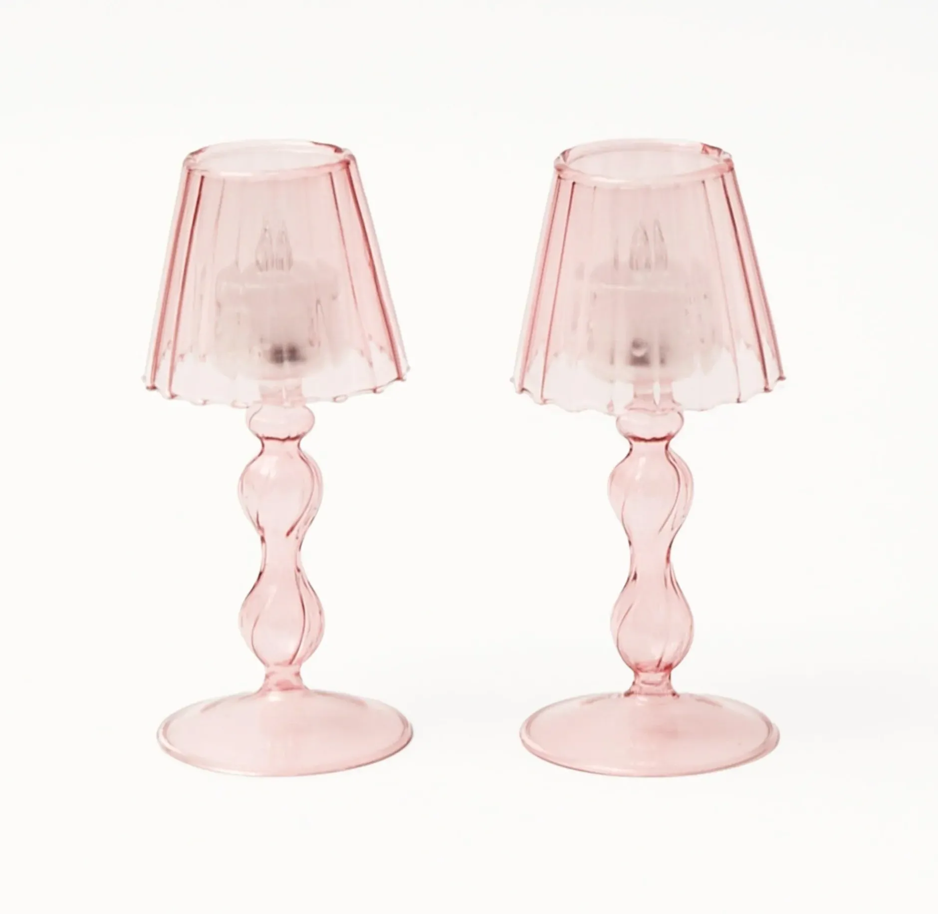 Discount Mrs. Alice Pink Glass Lantern Tea Light Holder Set
