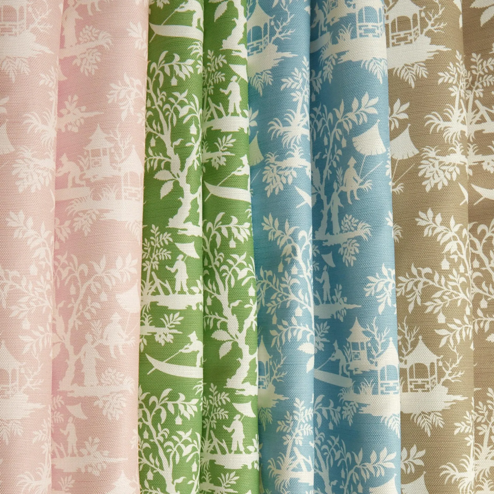 Online Mrs. Alice Pink Pagoda Garden Fabric