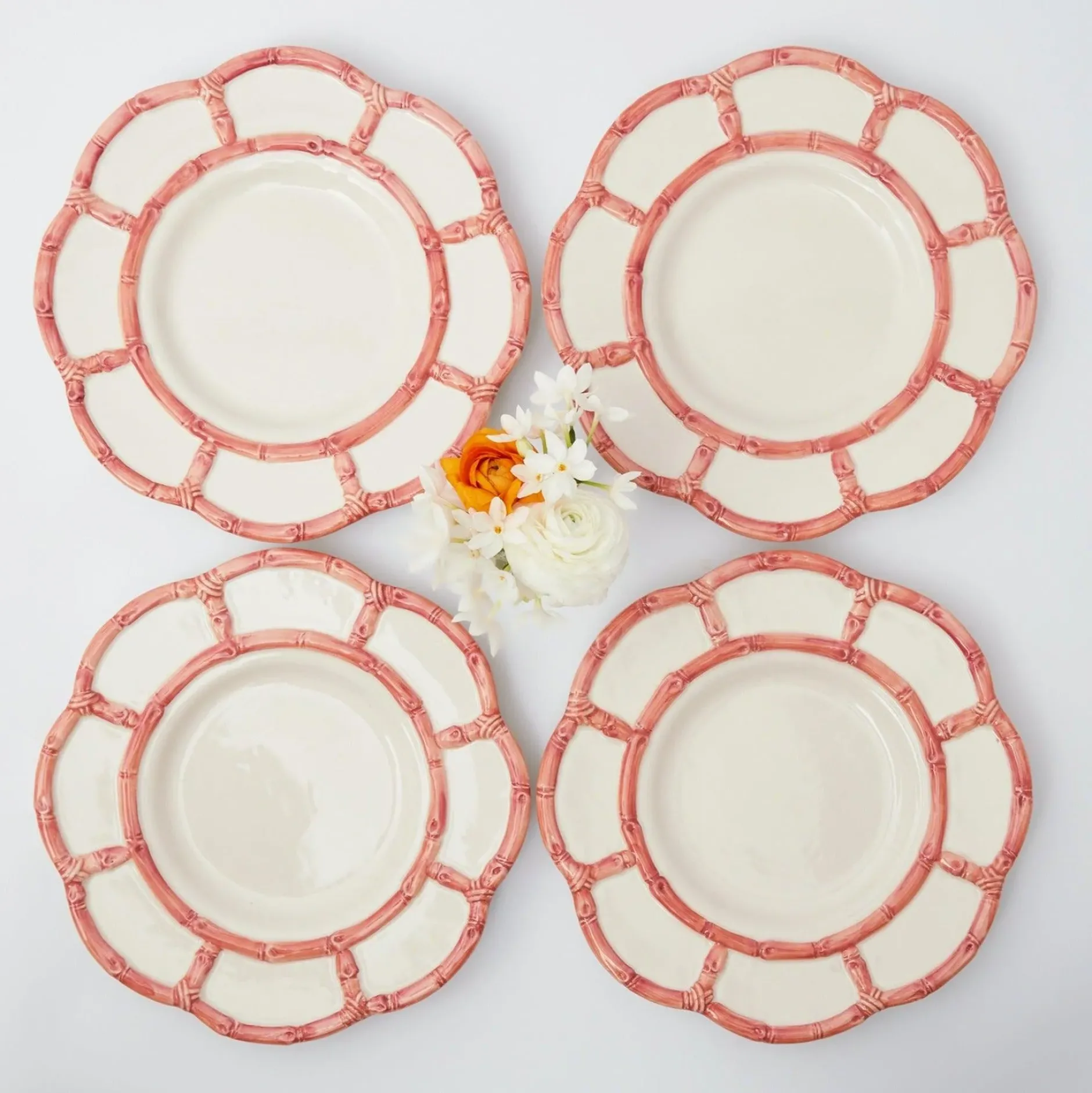 Clearance Mrs. Alice Pink Petal Bamboo Dinner Plates (Set Of 4)
