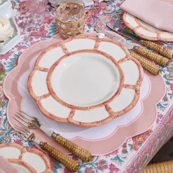 Clearance Mrs. Alice Pink Petal Bamboo Dinner Plates (Set Of 4)