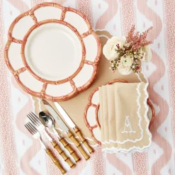Clearance Mrs. Alice Pink Petal Bamboo Dinner Plates (Set Of 4)