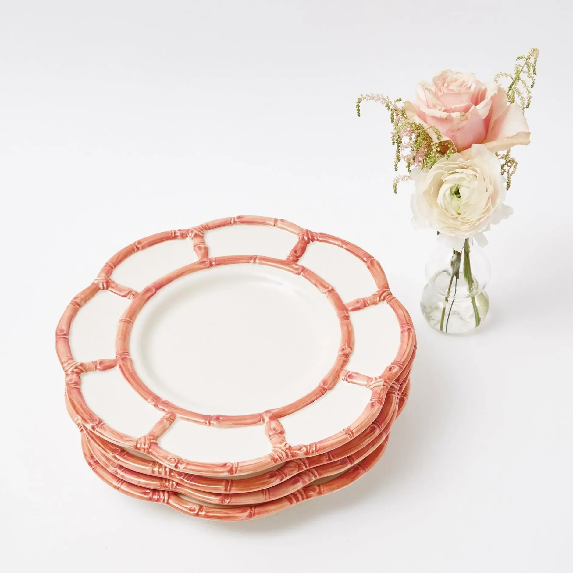 Mrs. Alice Pink Petal Bamboo Dinner Plates (Set Of 4)
