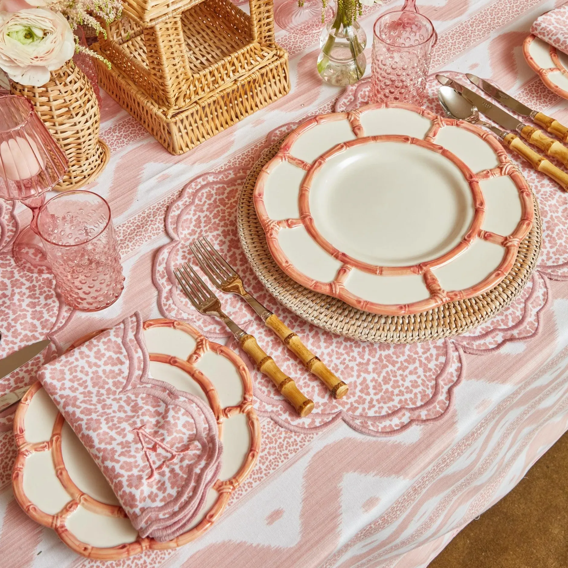 Mrs. Alice Pink Petal Bamboo Dinner Plates (Set Of 4)