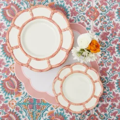 Hot Mrs. Alice Pink Petal Bamboo Dinner & Starter Plates (Set Of 8)