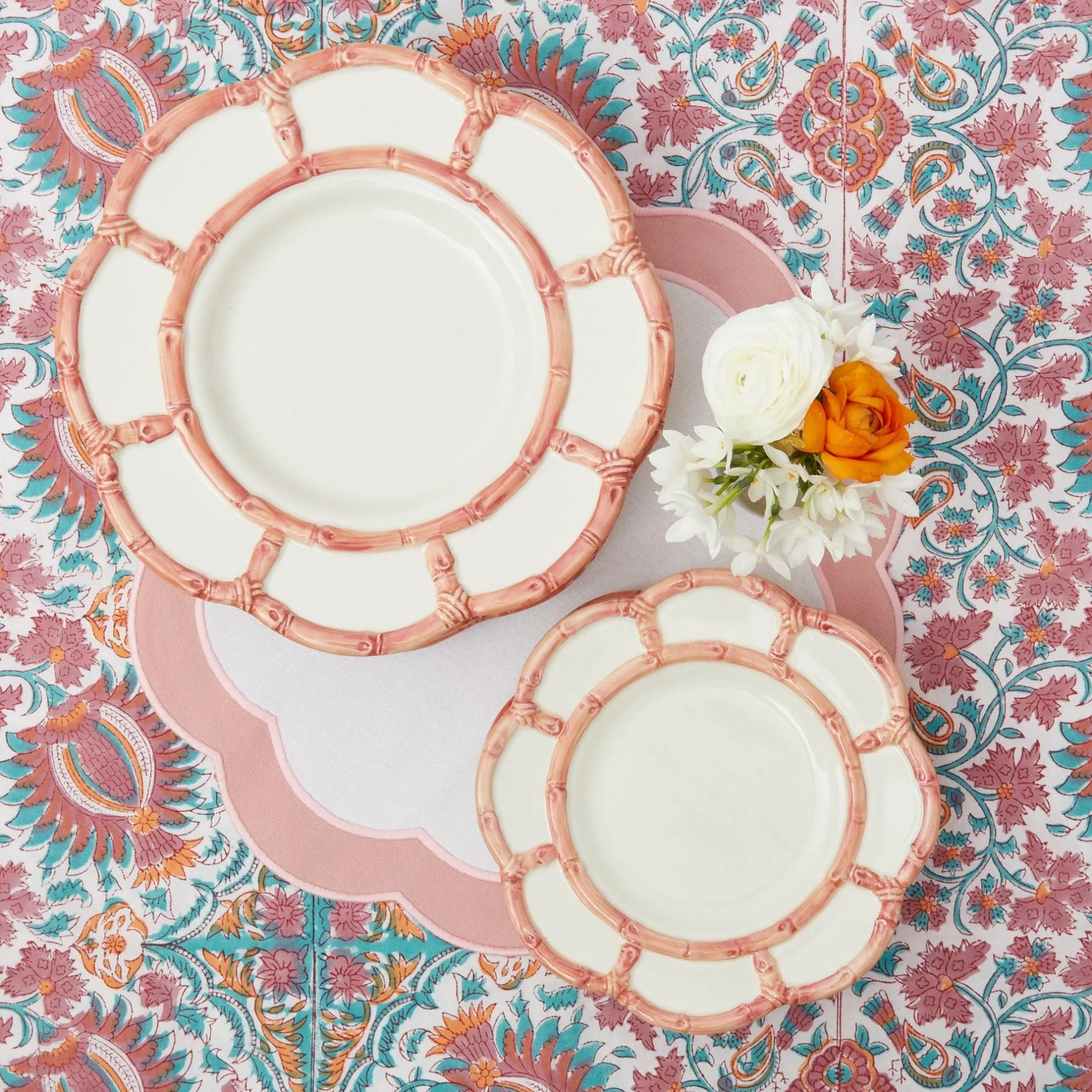 Best Mrs. Alice Pink Petal Bamboo Dinner & Starter Plates (Set Of 8)
