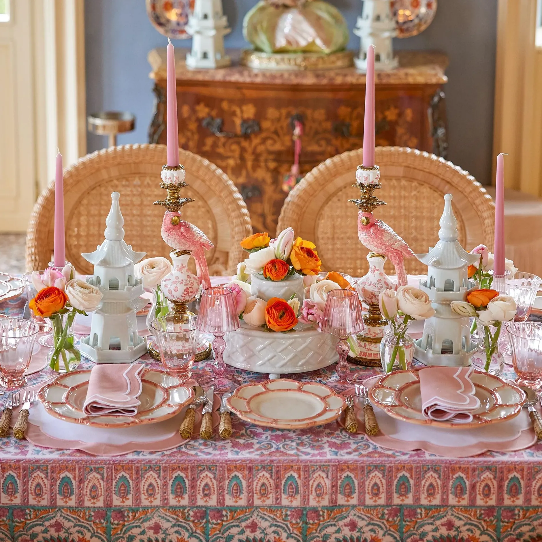 Best Mrs. Alice Pink Petal Bamboo Dinner & Starter Plates (Set Of 8)