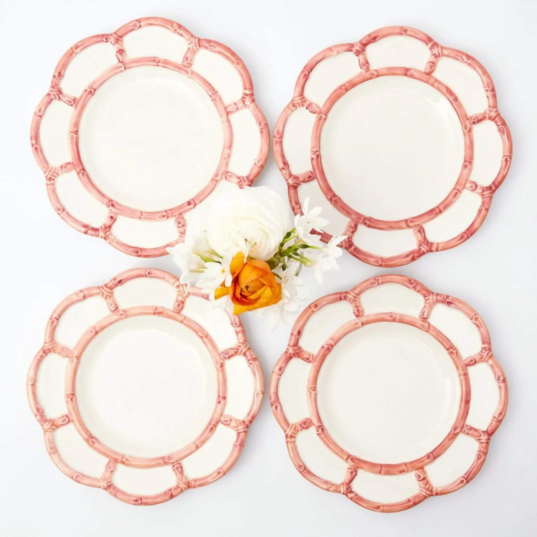 Outlet Mrs. Alice Pink Petal Bamboo Starter Plates (Set Of 4)