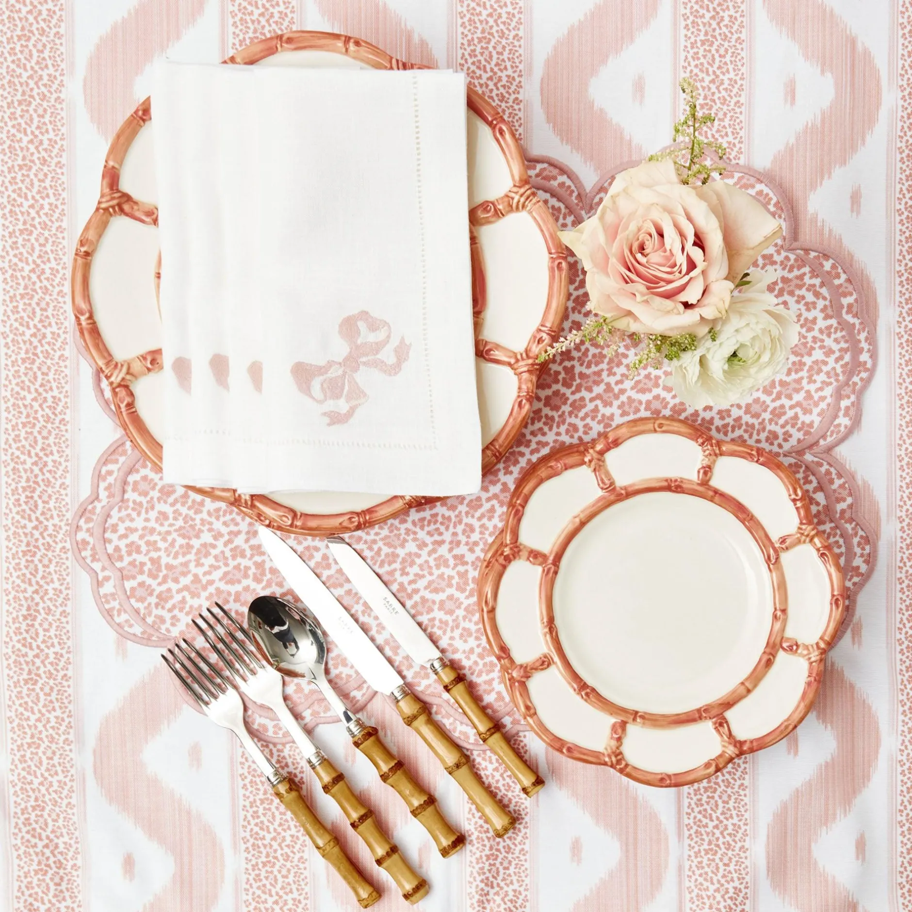 Outlet Mrs. Alice Pink Petal Bamboo Starter Plates (Set Of 4)