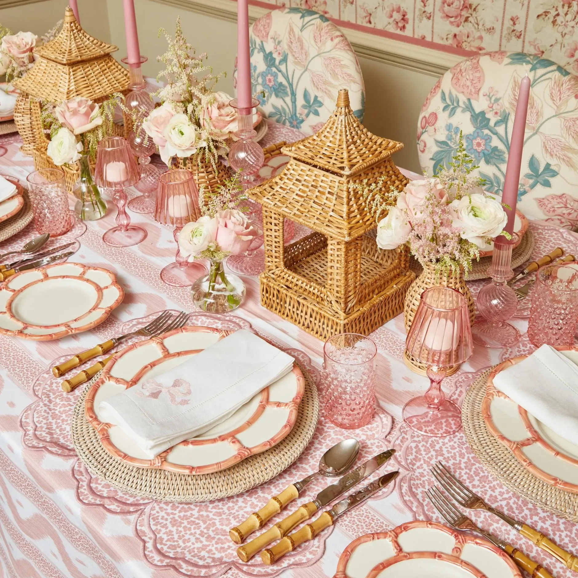 Outlet Mrs. Alice Pink Petal Bamboo Starter Plates (Set Of 4)