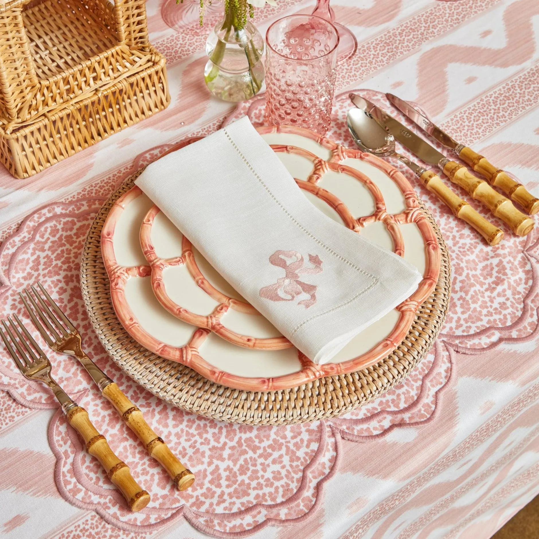 Outlet Mrs. Alice Pink Petal Bamboo Starter Plates (Set Of 4)